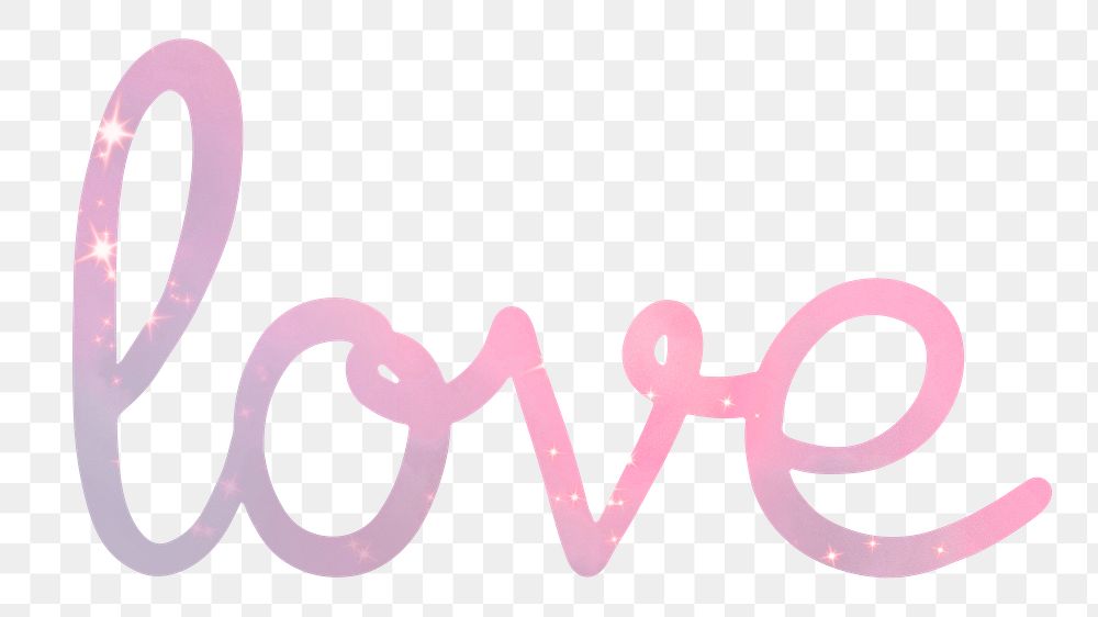 Love word png, pastel pink calligraphy text in transparent background