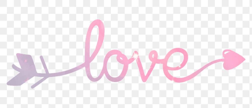 Love word png, pastel pink calligraphy text in transparent background
