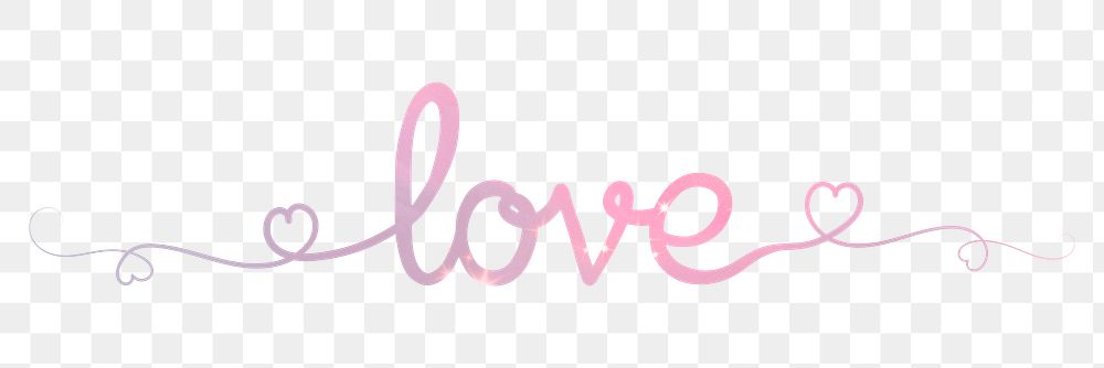 PNG love word, pastel pink calligraphy text in transparent background