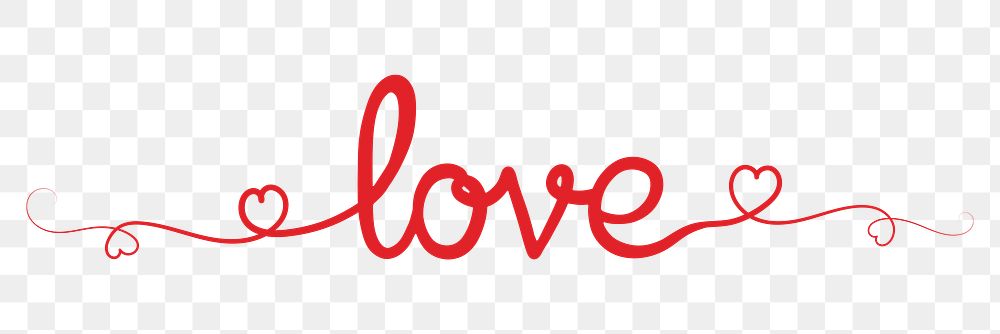 PNG love word sticker, red calligraphy in transparent background