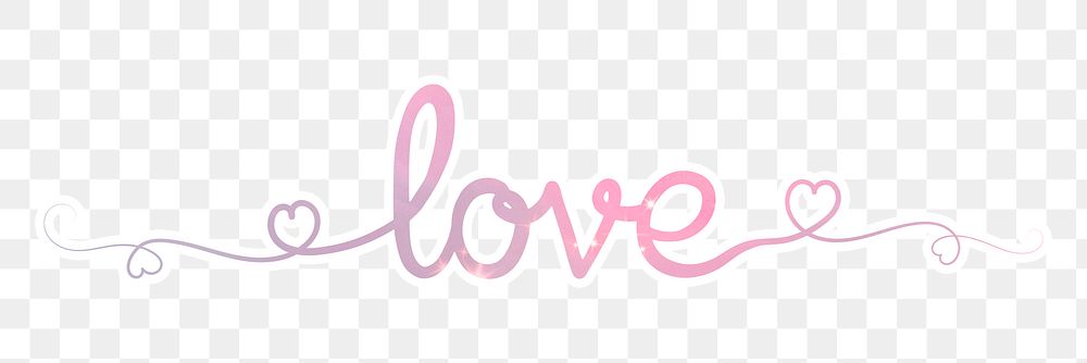 PNG love word, pastel pink calligraphy text in transparent background