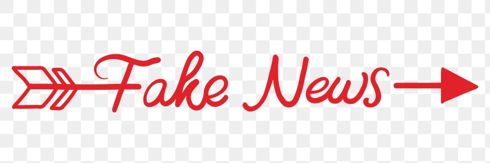 Fake news png sticker, red calligraphy in transparent background