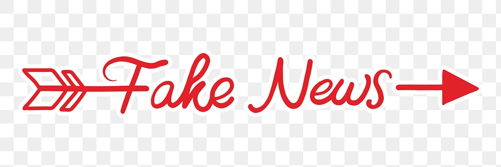 Fake news png sticker, red calligraphy in transparent background
