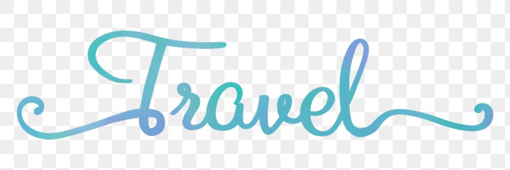 Travel word png sticker, blue calligraphy text in transparent background