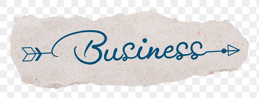 Business png word sticker, dark blue calligraphy text in transparent background