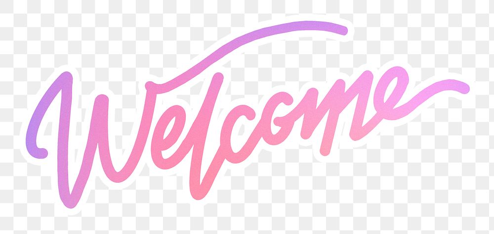 PNG welcome word sticker, pink aesthetic calligraphy text in transparent background