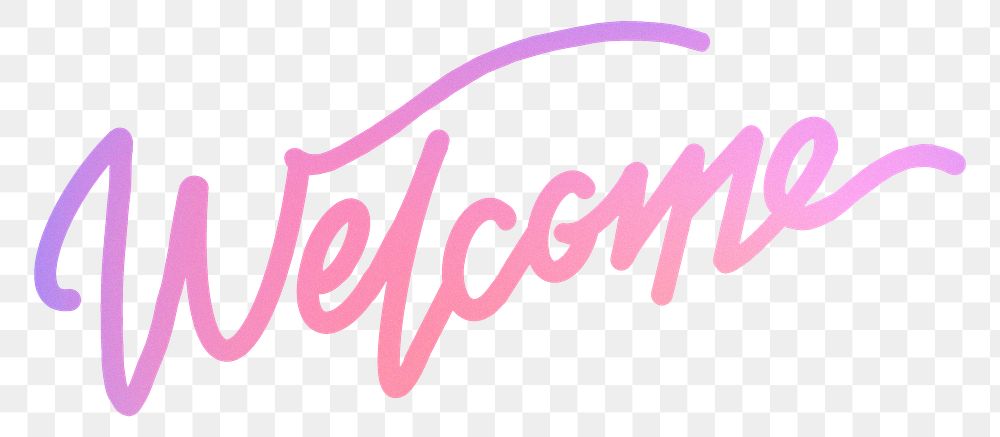 Welcome png sticker, pink aesthetic calligraphy text in transparent background