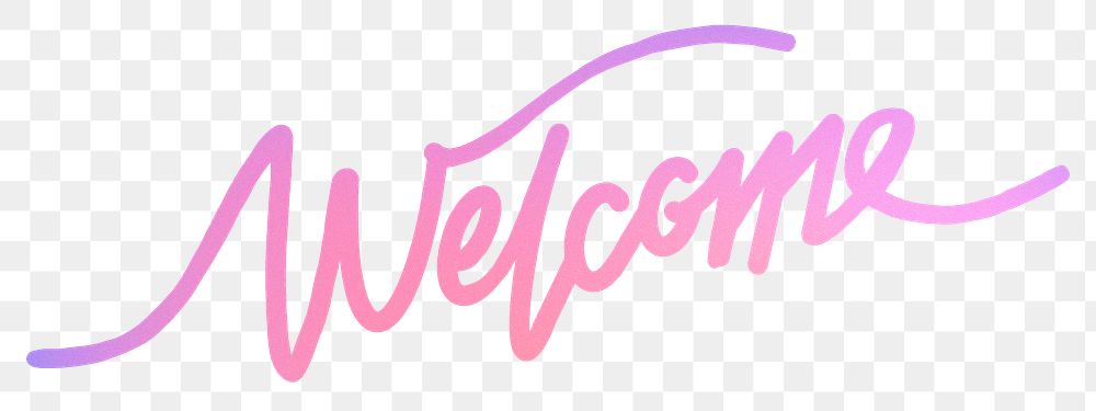 PNG welcome word sticker, pink aesthetic calligraphy text in transparent background