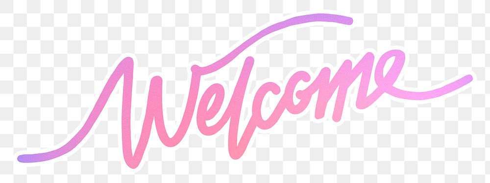 PNG welcome word sticker, pink aesthetic calligraphy text in transparent background