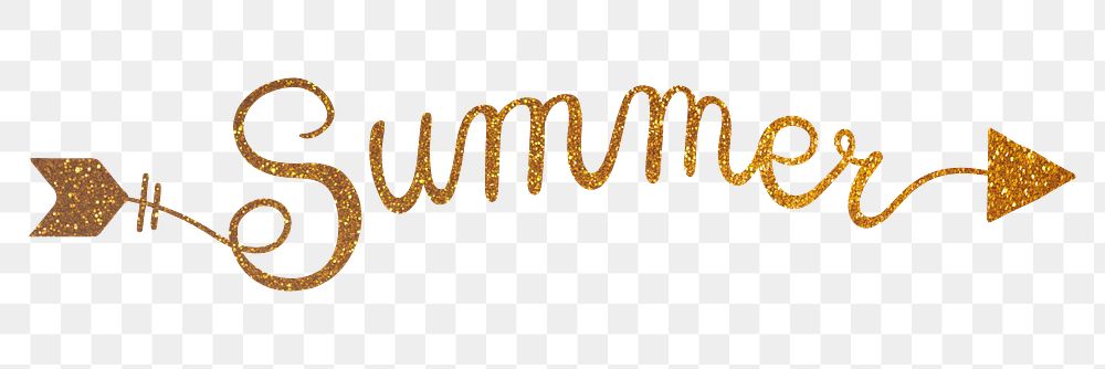 PNG summer word, gold glittery calligraphy digital sticker in transparent background