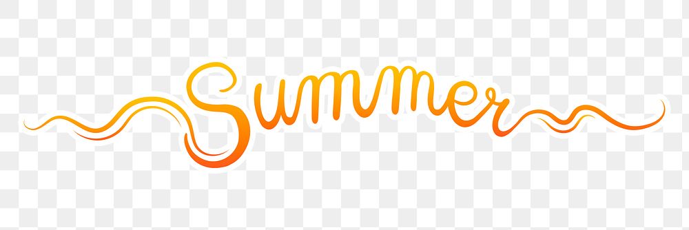 PNG summer orange calligraphy, simple text digital sticker in transparent background