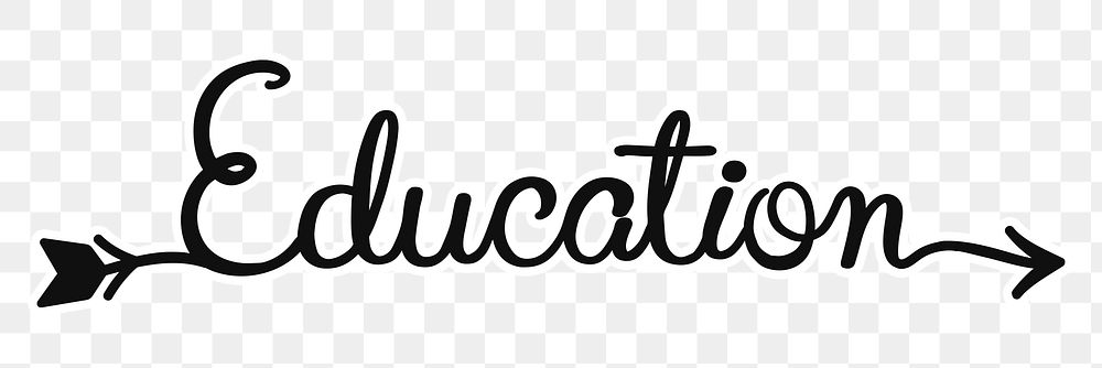 Education word png, minimal black calligraphy, digital sticker with white outline in transparent background