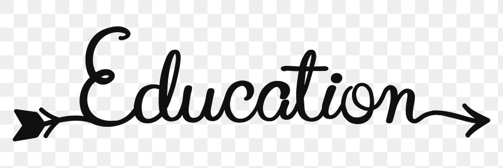 Education png word, minimal black calligraphy, digital sticker with white outline in transparent background
