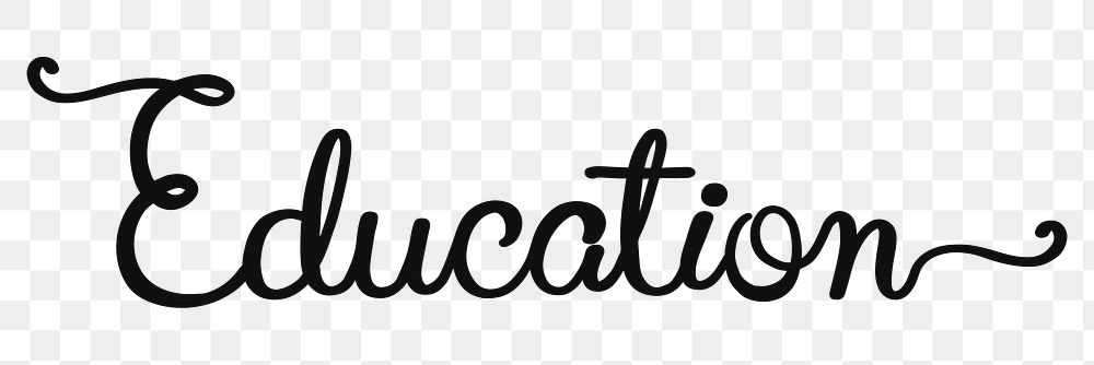 Education png word, minimal black calligraphy, digital sticker with white outline in transparent background