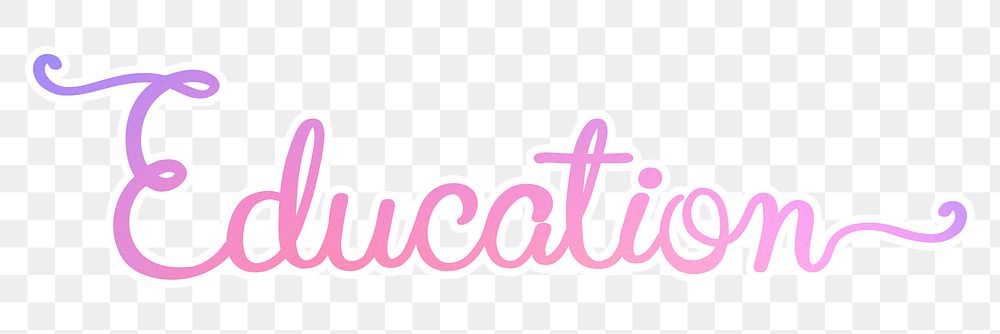 Education png word sticker, aesthetic pink calligraphy text in transparent background