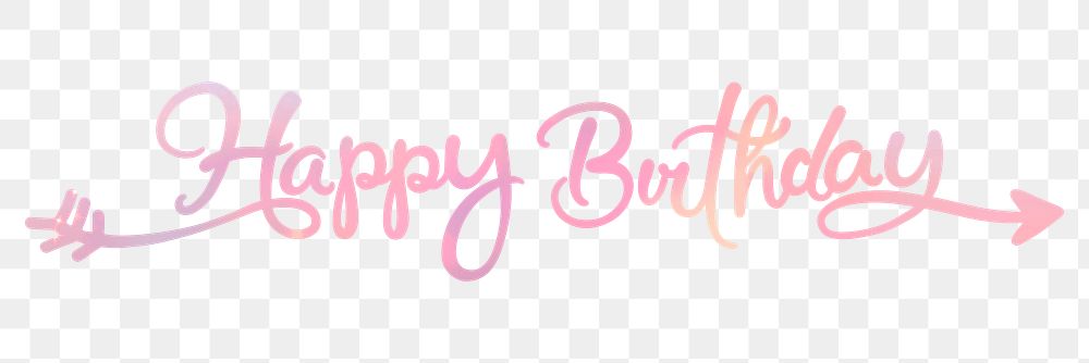 Happy birthday png sticker, pastel pink calligraphy text in transparent background