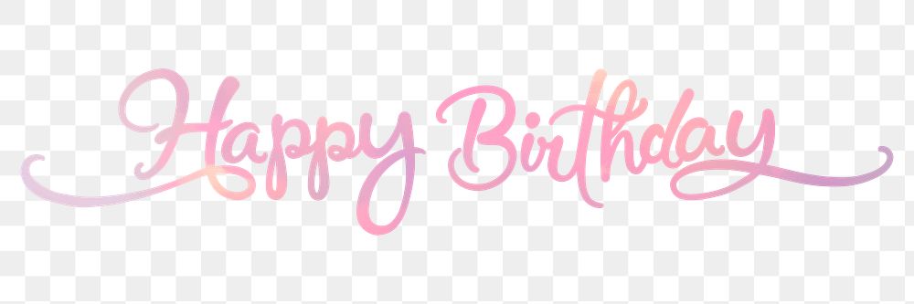 PNG happy birthday sticker, pastel pink calligraphy text in transparent background