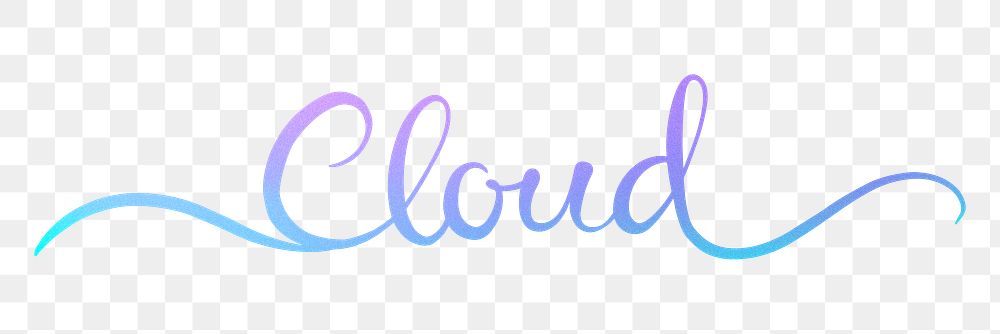 PNG cloud word sticker, pastel blue calligraphy text in transparent background