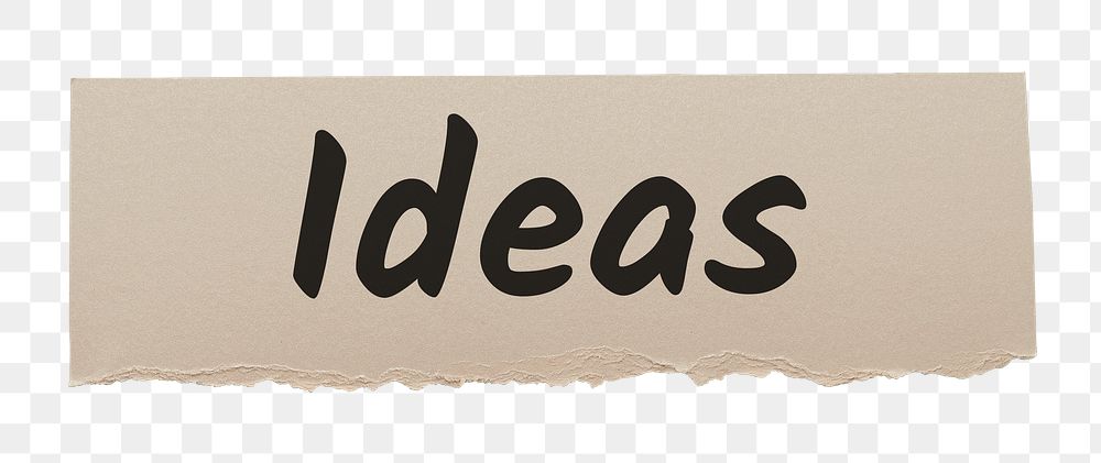 Ideas png word sticker typography, ripped paper, transparent background