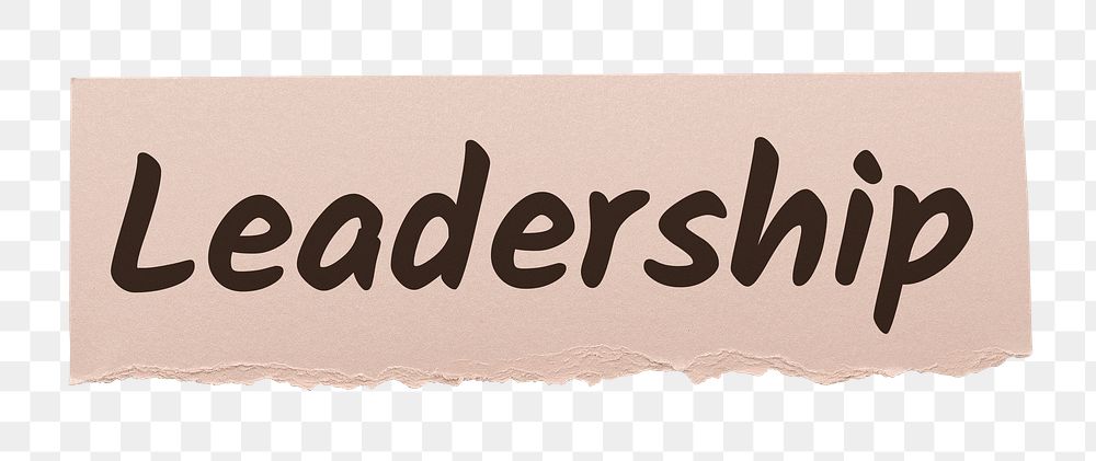 Leadership png word sticker typography, ripped paper, transparent background