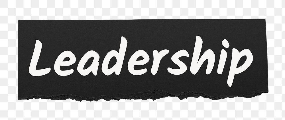 Leadership png word sticker typography, ripped paper, transparent background