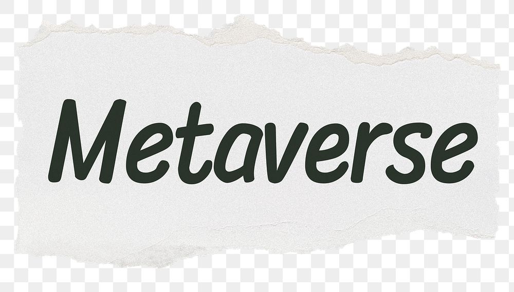 Metaverse png word sticker typography, torn paper, transparent background