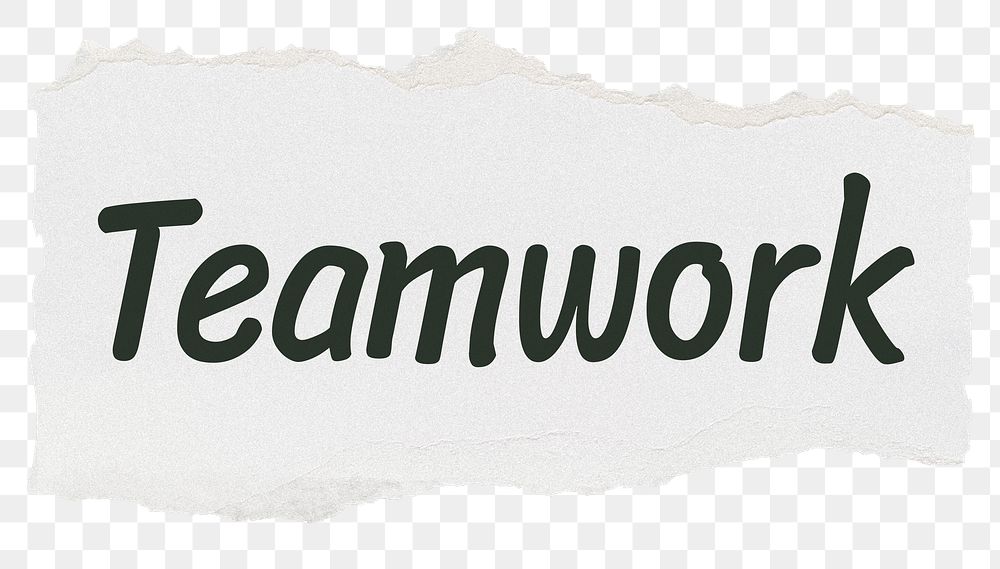 Teamwork png word sticker typography, torn paper, transparent background