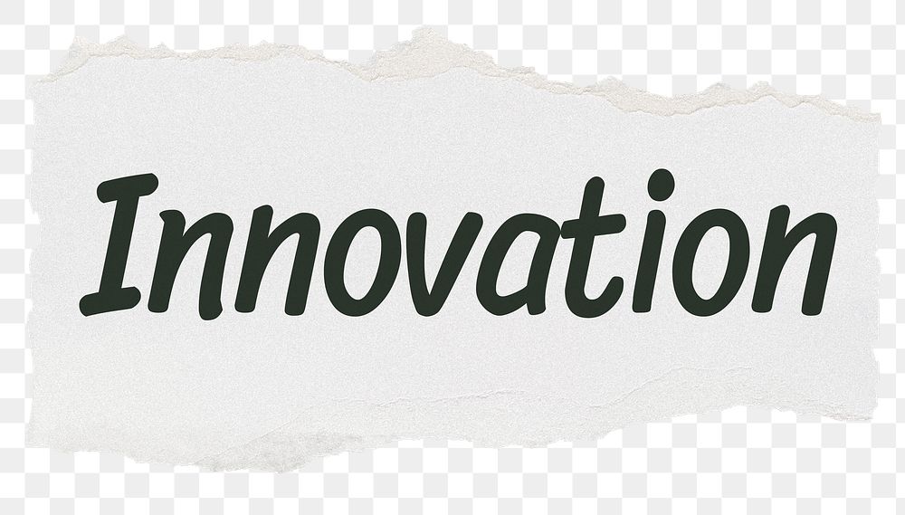 Innovation png word sticker typography, torn paper, transparent background