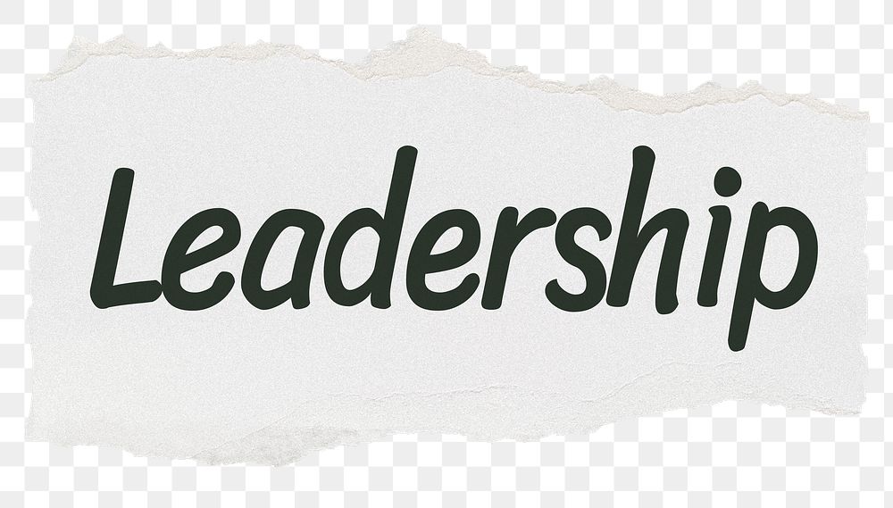 Leadership png word sticker typography, torn paper, transparent background