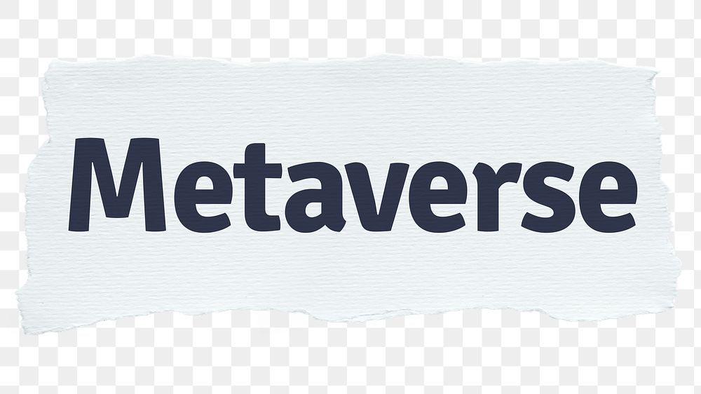 Metaverse png word sticker typography, torn paper, transparent background