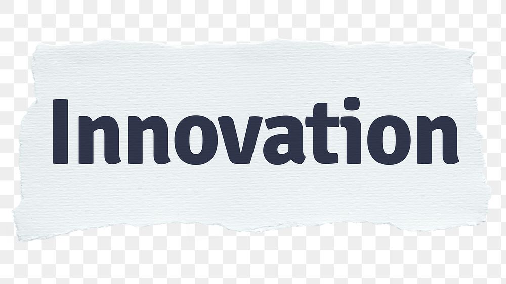 Innovation png word sticker typography, torn paper, transparent background