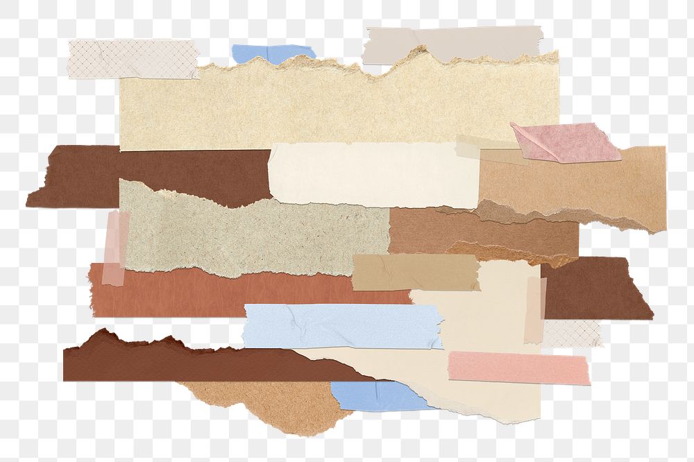 Png torn paper collage sticker, transparent background