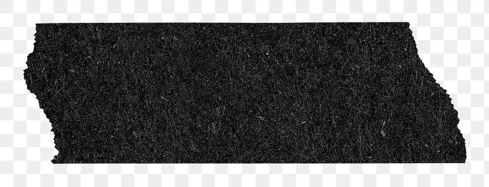 Black washi tape png sticker, torn paper, transparent background