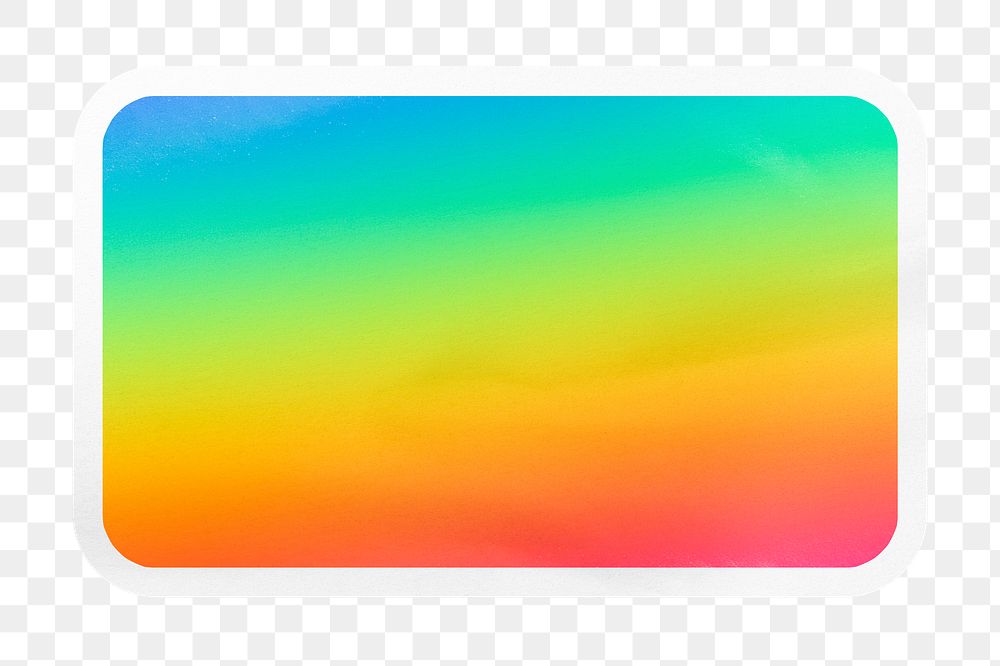 Rainbow gradient png rectangle badge sticker on transparent background