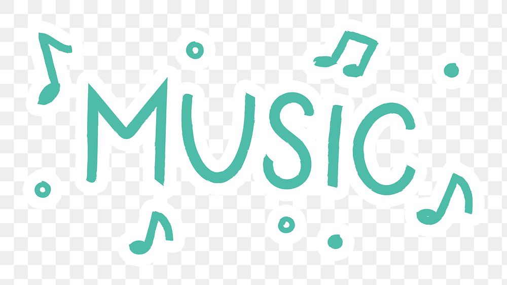 Music png word sticker typography, transparent background