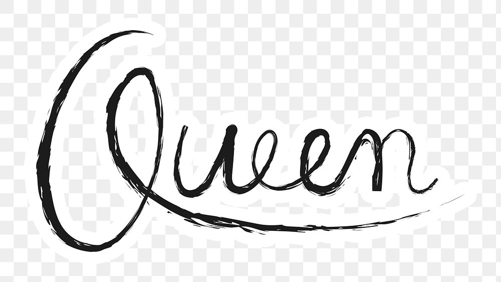 Queen png word sticker typography, transparent background