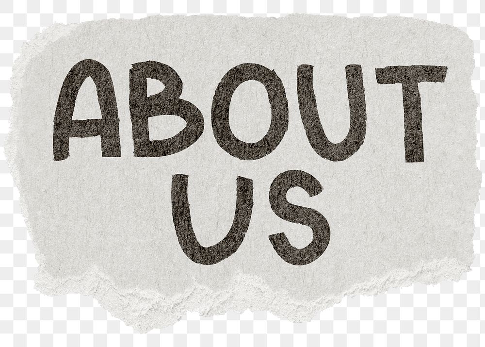 About us png word sticker typography, transparent background