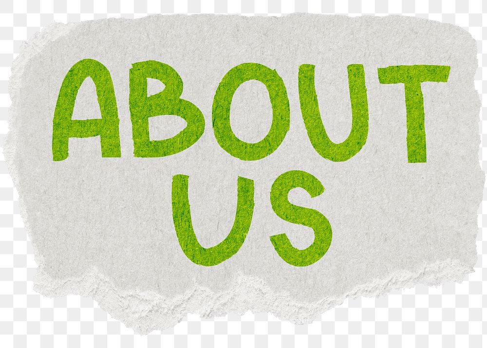 About us png word sticker typography, transparent background