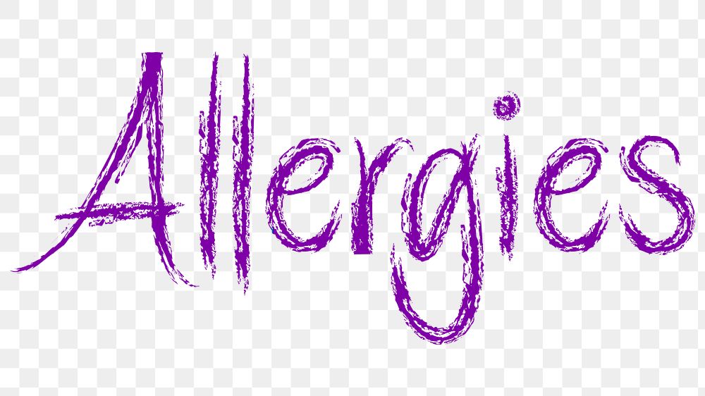 Allergies png word sticker typography, transparent background