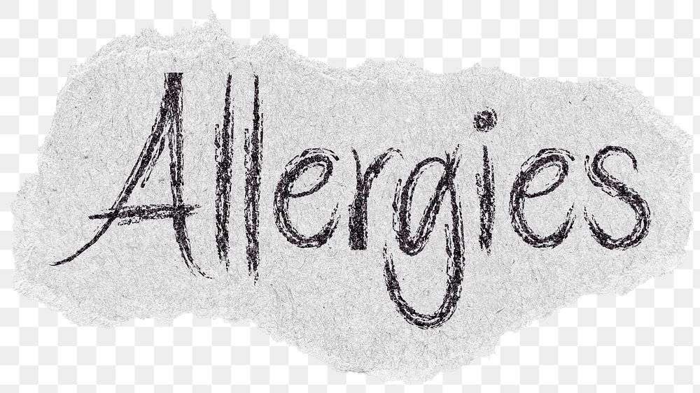 Allergies png word sticker typography, transparent background