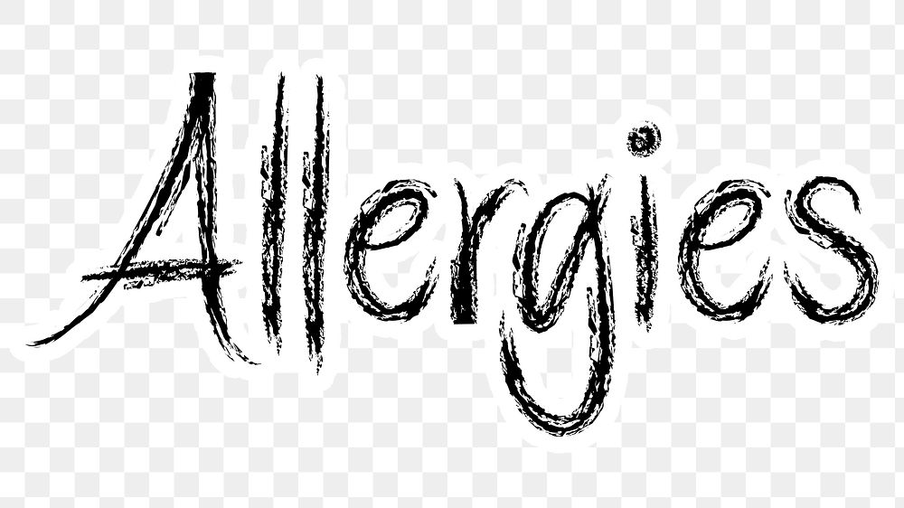 Allergies png word sticker typography, transparent background