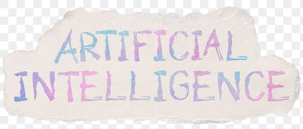 Artificial intelligence png word sticker typography, transparent background