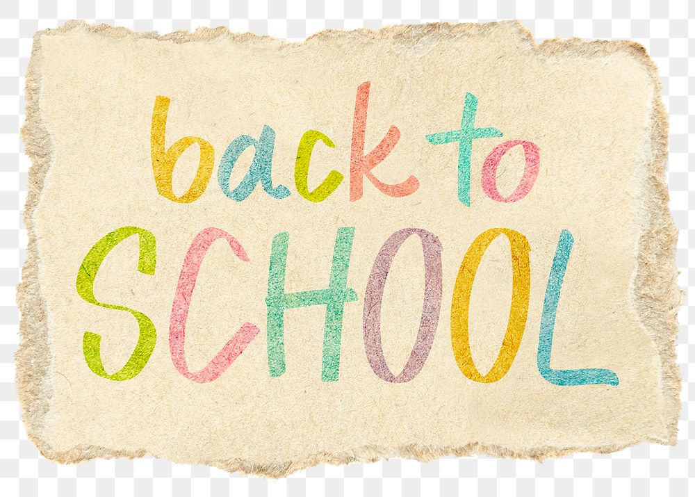 Back to school png word sticker typography, transparent background