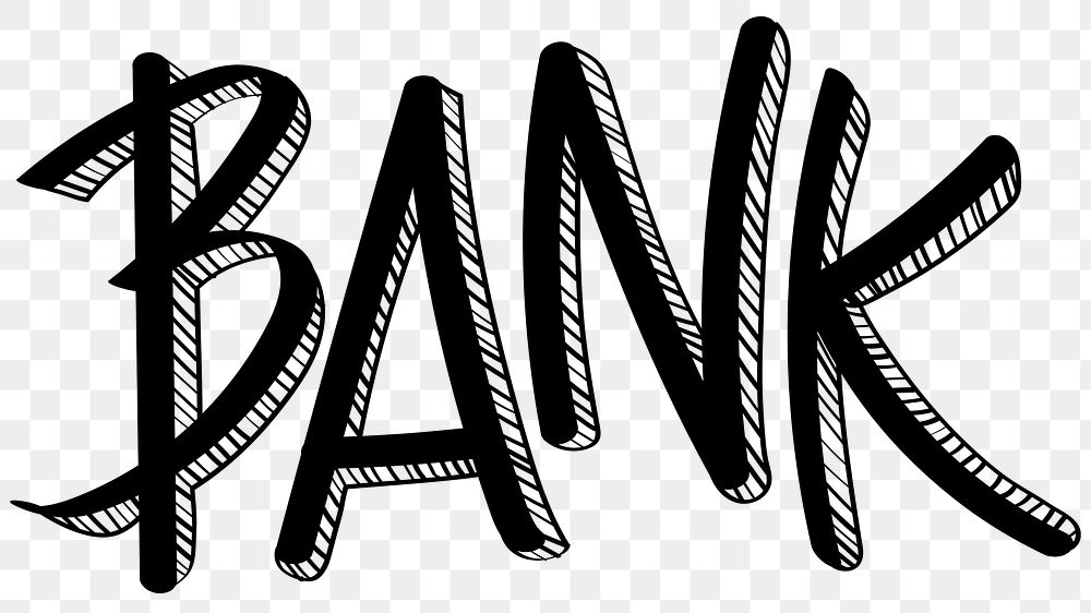 Bank png word sticker typography, transparent background