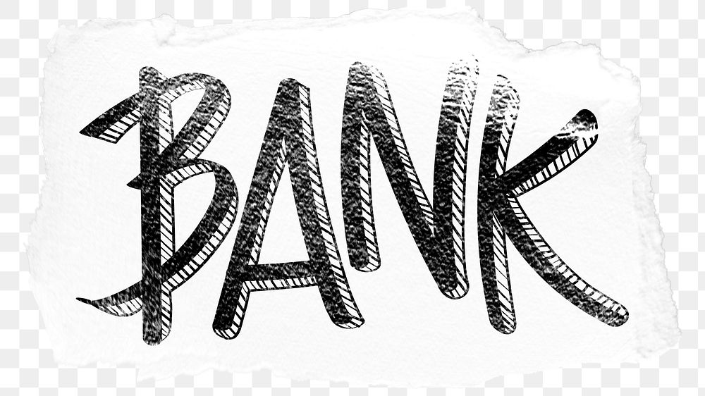 Bank png word sticker typography, transparent background