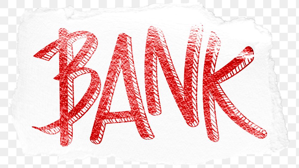 Bank png word sticker typography, transparent background