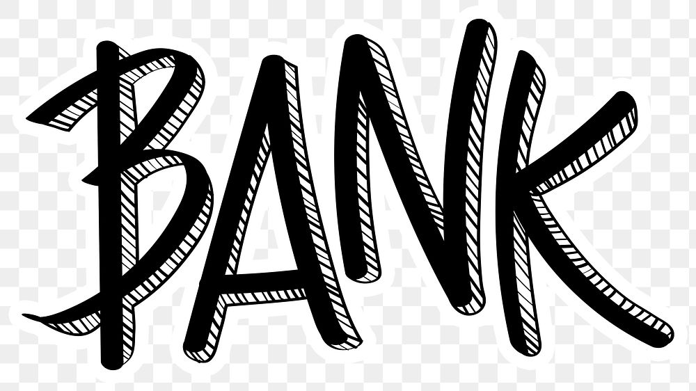 Bank png word sticker typography, transparent background