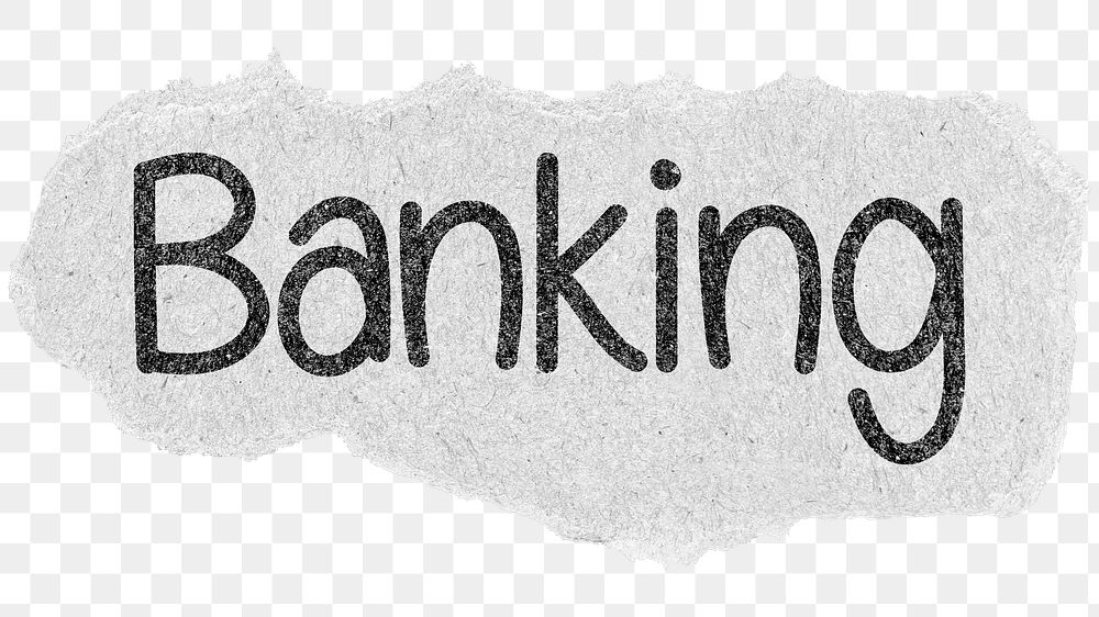 Banking png word sticker typography, transparent background