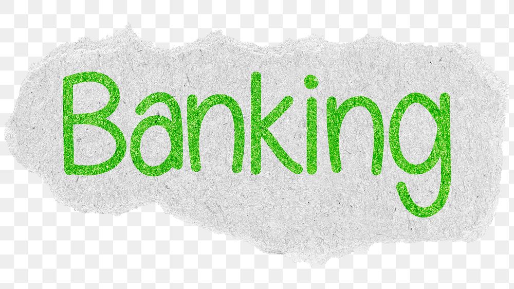 Banking png word sticker typography, transparent background