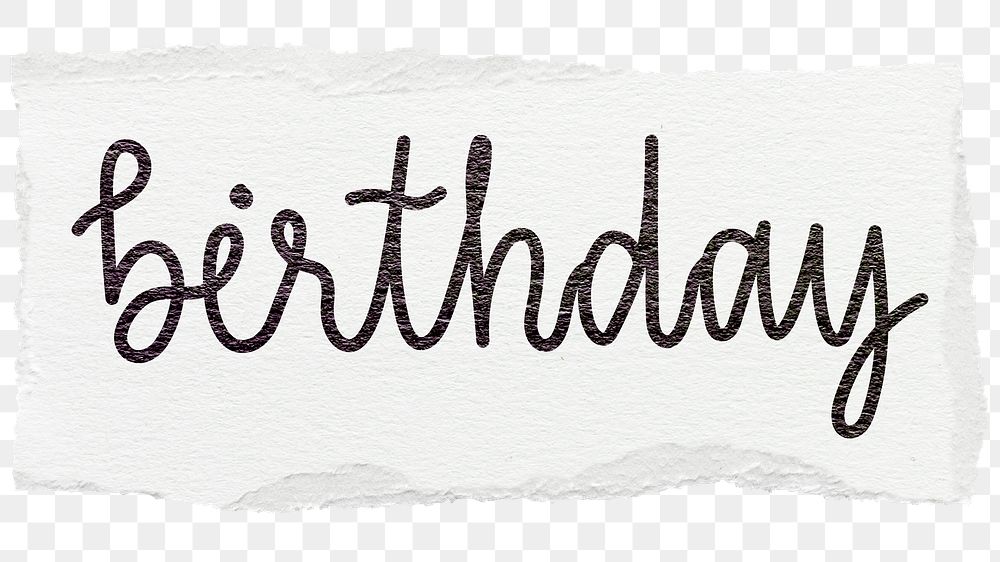 Birthday png word sticker typography, transparent background